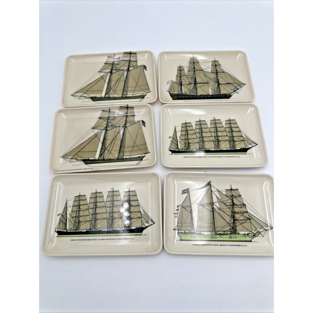 6 Vintage Decorative Crafts Ship Decor Craft Mebel Melamine Tray Italy